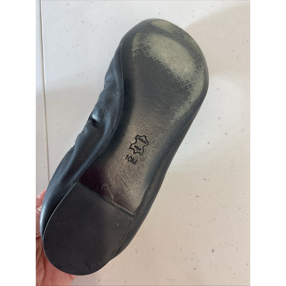 Tory Burch Sedgewick Leather Ballet Flats Gold Medallion Black Size 10 - Picture 10 of 13
